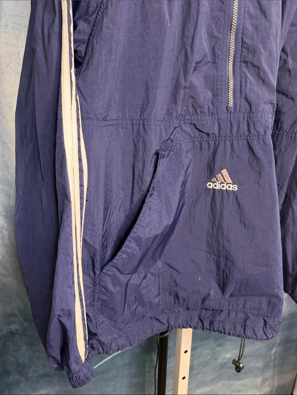 adidas Navy and White Half-Zip Track Jacket Size Large